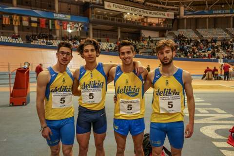 El equipo masculino de relevos 4x400, con Alejandro Mart&iacute;nez, Javier Polo, Fran Vilches y Bernat P&eacute;rez, este &uacute;ltimo m&iacute;nima nacional U20.