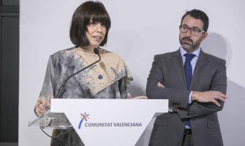 Diana Morant y Vicent Mascarell, en rueda de prensa en Fitur. Diana Morant y Vicent Mascarell, en rueda de prensa en Fitur.