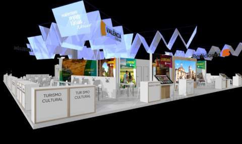 Imagen virtual del stand deVal&egrave;ncia Turisme en Fitur 2022.