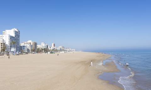 Aspecto de la playa, esta mañana. Aspecto de la playa, esta mañana.