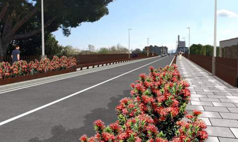 El puente actual y debajo el proyecto. El puente actual y debajo el proyecto.