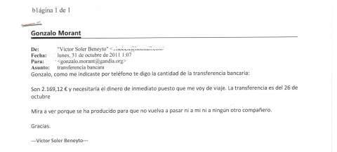 El correo aportado por Palmer y Marí.