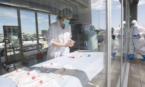 Pruebas de coronavirus en el hospital de Gandia.