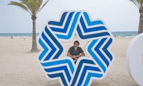 Mascarell, en el r&oacute;tulo de la playa de Gandia.