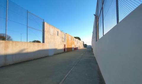 La calle junto al pabellón. La calle junto al pabellón.