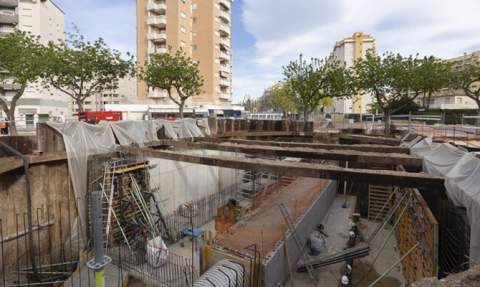 Obras del dep&oacute;sito de Clot de la Mota, en una imagen de marzo.