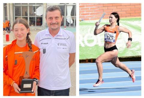 Camila Estrebou con su entrenador, Jos&eacute; Miguel Barrios, en Cuenca.