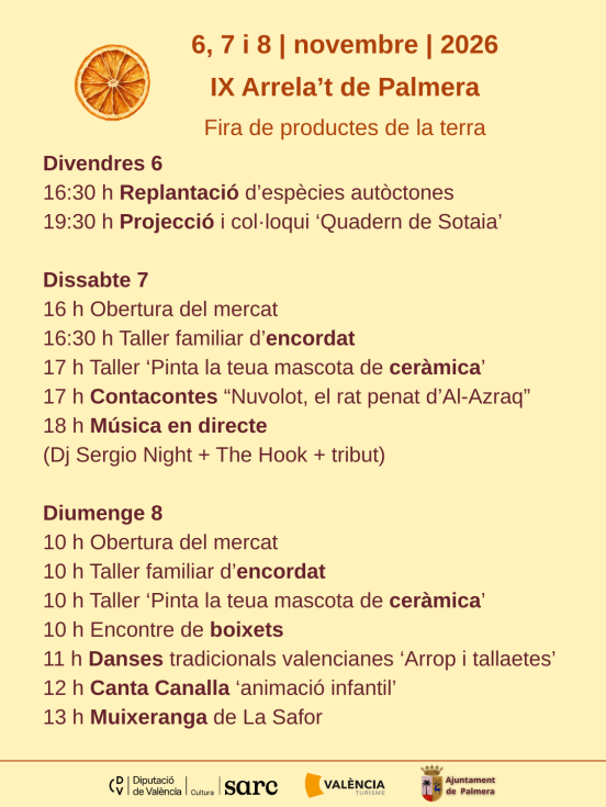 Palmera presenta la IX edició de la fira Arrela’t: artesania, gastronomia, música en directe, actuacions i cultura de la terra per a totes les edats.