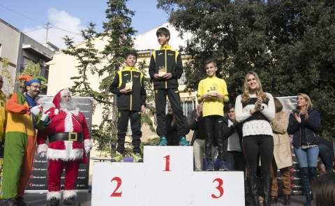 Podio Infantil masculino, con Joan Sastre (1º), Xavi Cabanilles (2º) y Marc Grau, tercero. / Foto: Àlex Oltra.