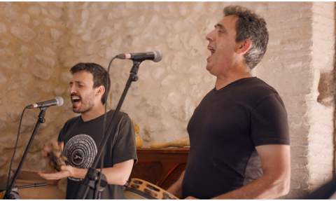 S&aacute;nchez y "Botifarra" durante la grabaci&oacute;n.