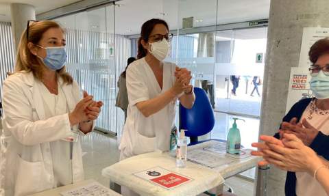 Taller de limpieza de manos en el hospital de Gandia en una imagen de archivo.